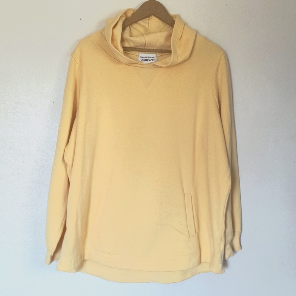 Yellow Hooded Long Line Sweater Sz 1X Women's